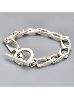 Gucci Figaro Chain Bracelet 16 cm Star Ring Silver Toggle Closure Logo 19.8 cm